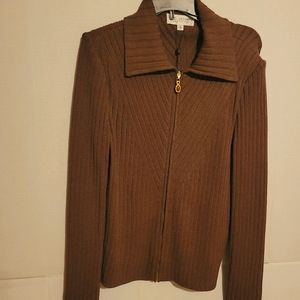 St John Collection brown sweater/cardigan zip